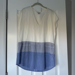 J. Crew Blue and White Beach Cover-Up w/ Shimmer Details